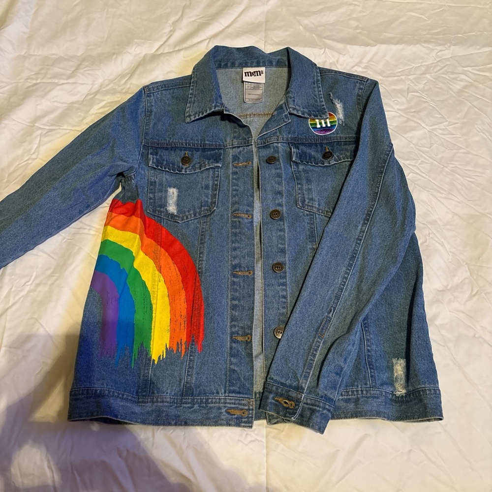 M&M'S Blue Denim Jacket with Rainbow Design